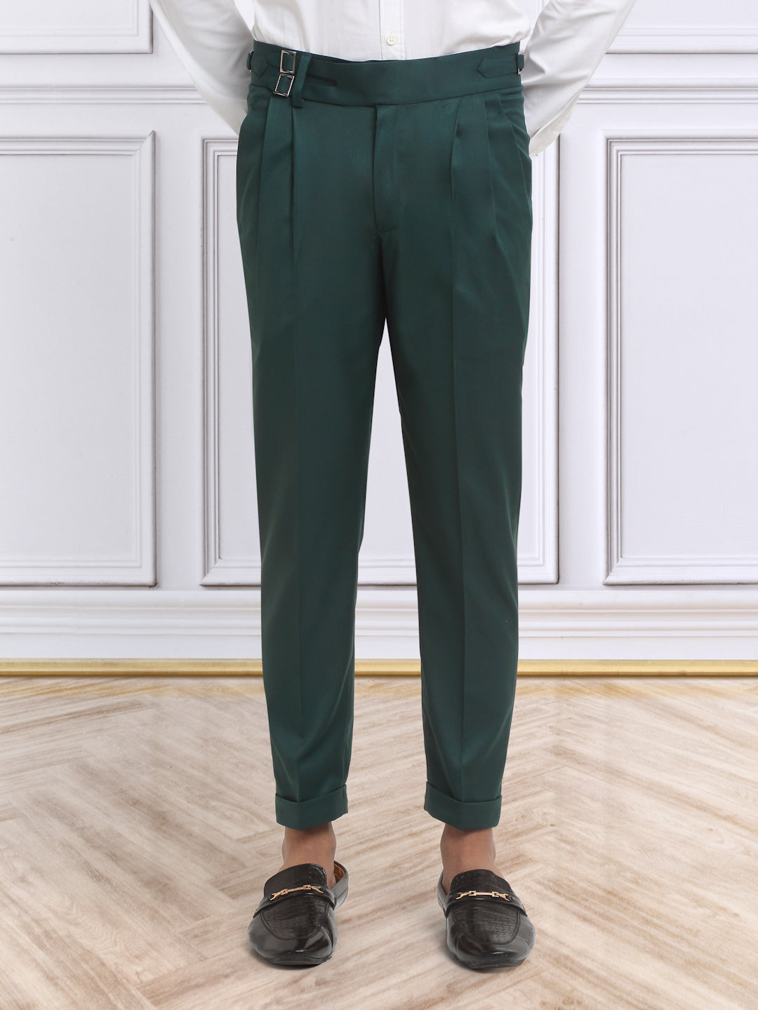 Italian Style Formal Gurkha Pant-BottleGreen