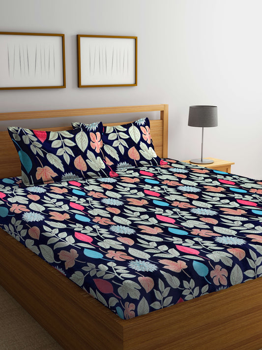 Klotthe Multi Printed Woolen Double Bed Sheet with 2 Pillow Covers