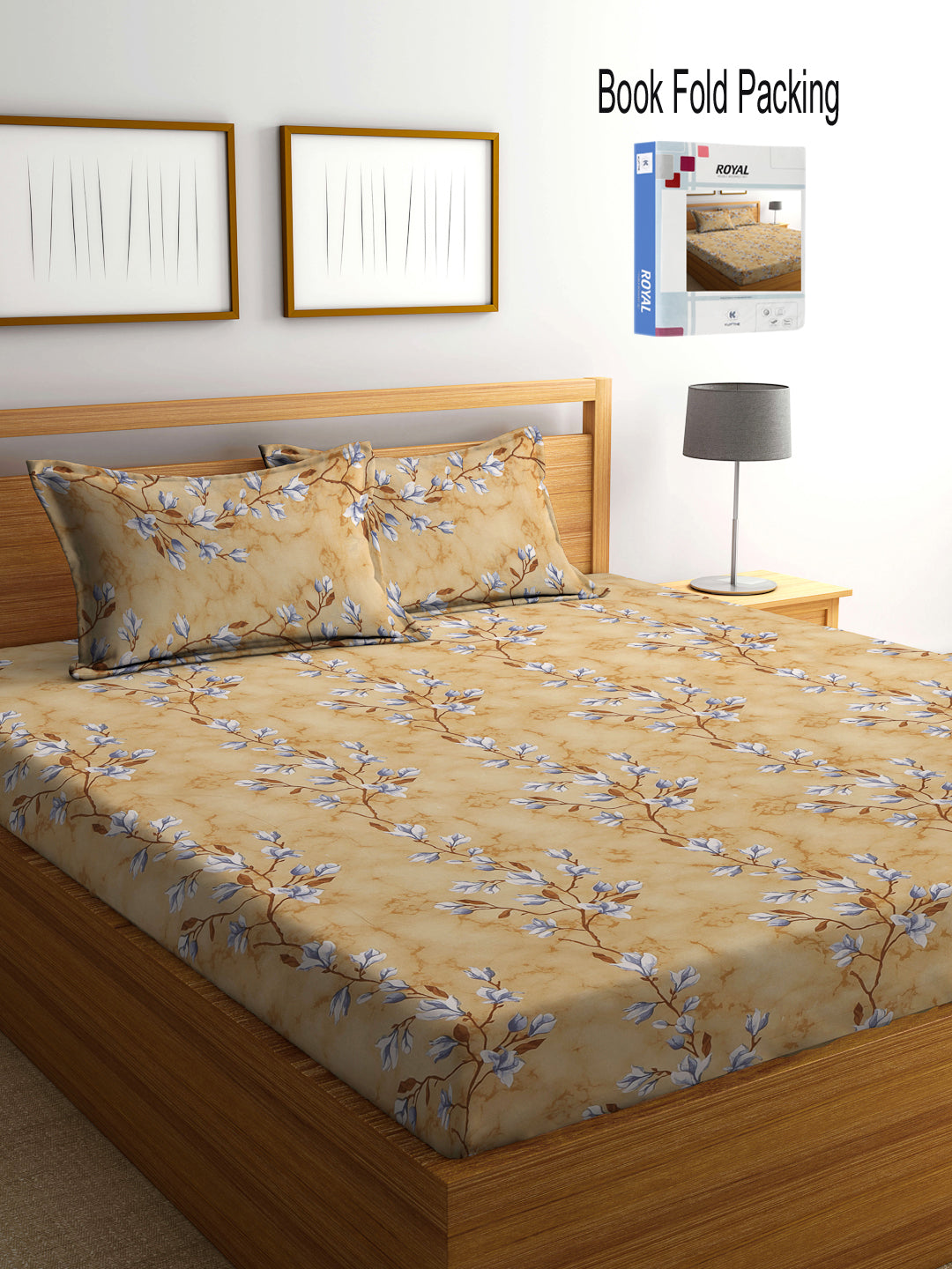 Klotthe Multicolor Floral 400 TC Pure Cotton Double Bedsheet Set in Book Fold Packing