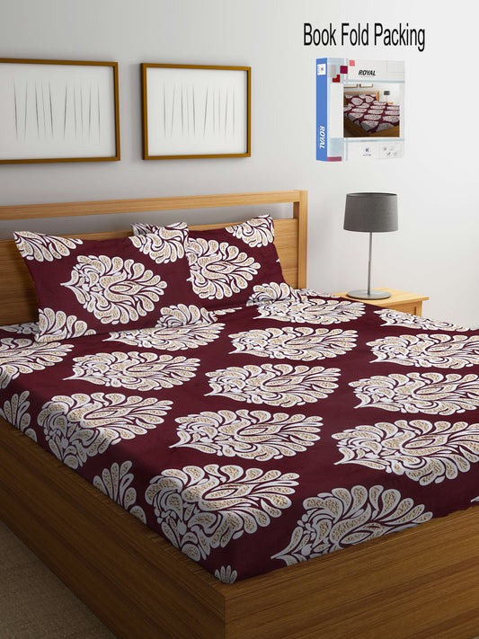 Klotthe Multi Floral 300 TC Cotton Blend Super King Double Bedsheet Set in Book Fold Packing