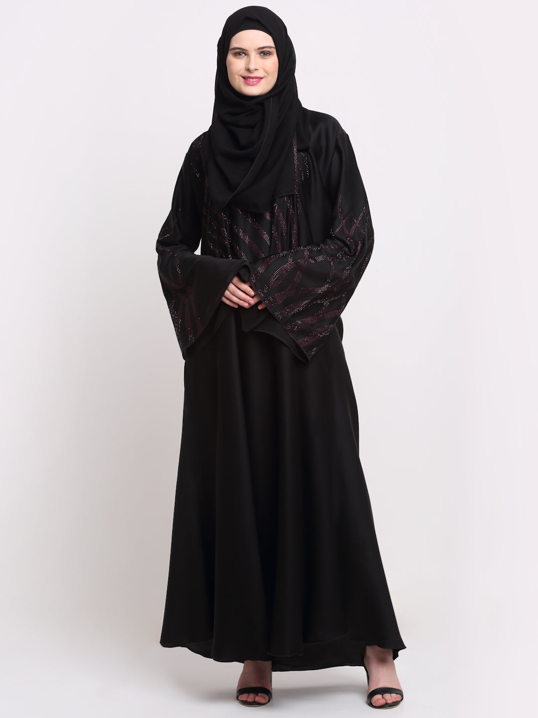 Klotthe Women Black Solid Burqa With Scarf