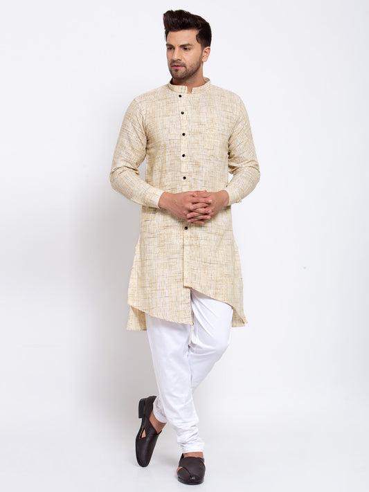 KLOTTHE Beige Cotton Solid Kurta