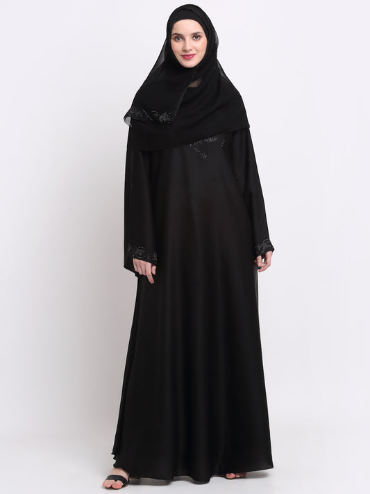 Klotthe Women Black Solid Burqa With Scarf