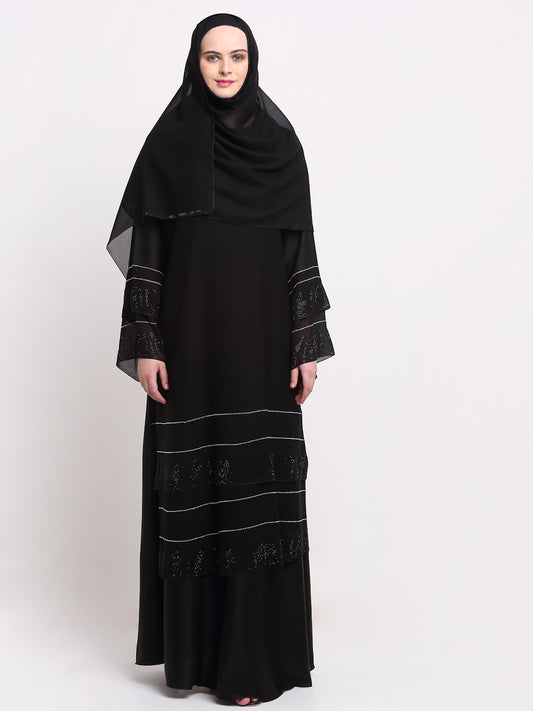 Klotthe Women Black Solid Burqa With Scarf