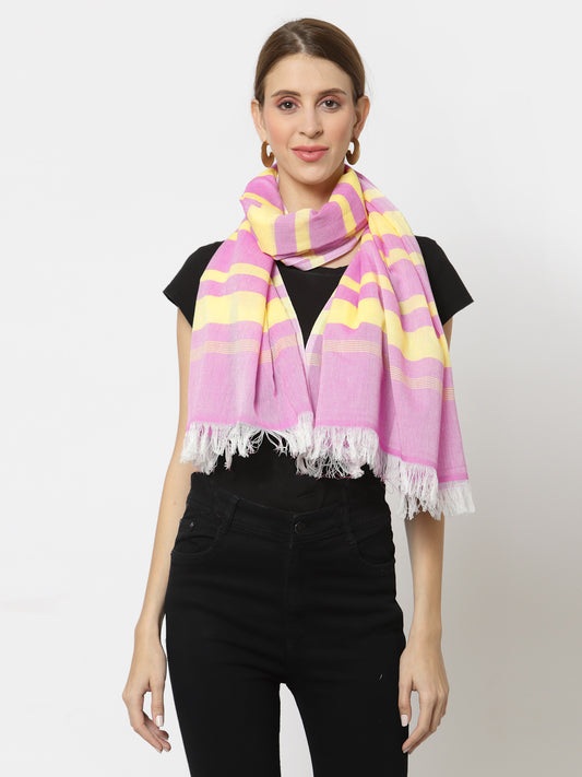 Klotthe Women MultiColor Striped Cotton Stole