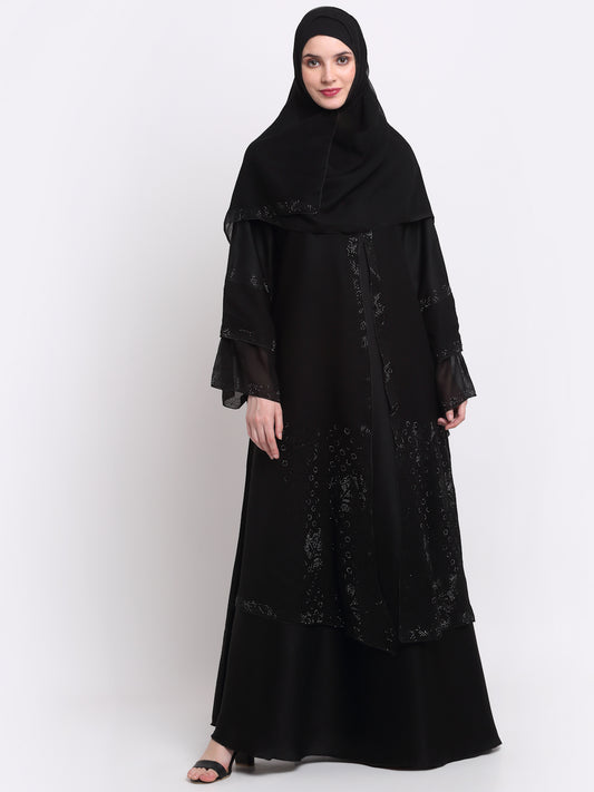 Klotthe Women Black Solid Burqa With Scarf