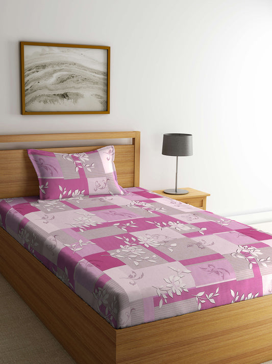 Klotthe Multicolor Floral 400 TC Pure Cotton Single Bedsheet with Pillow Cover