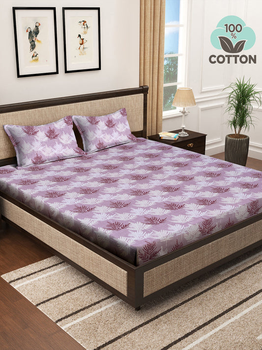 Klotthe Multicolor Floral 400 TC Pure Cotton Double Bedsheet with 2 Pillow Covers