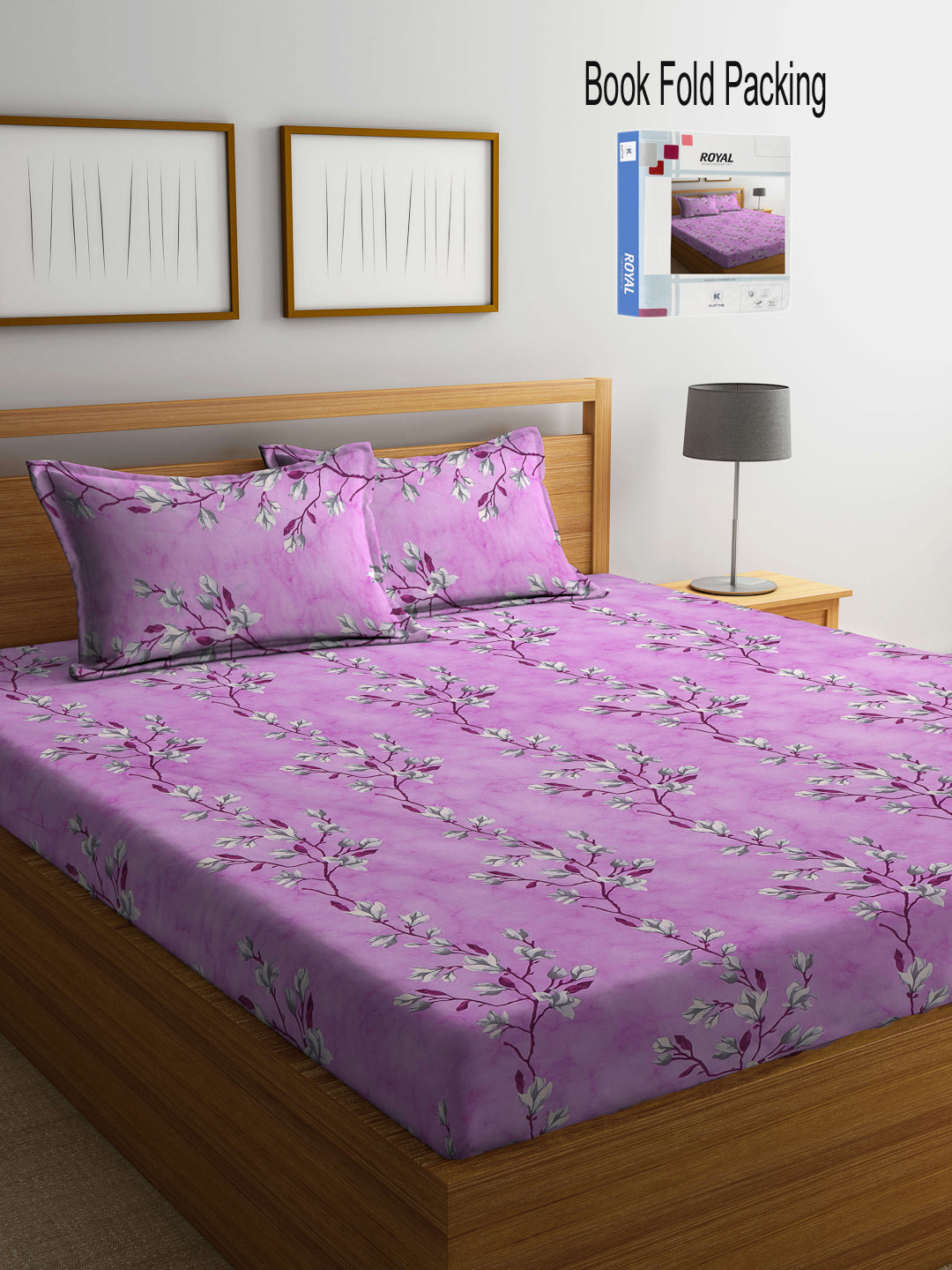 Klotthe Multicolor Floral 400 TC Pure Cotton Double Bedsheet Set in Book Fold Packing