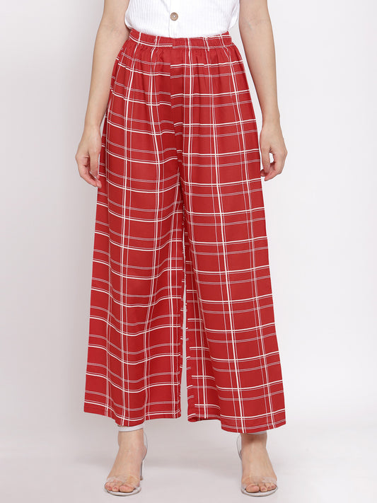 KLOTTHE Women Red Wide Leg Palazzos