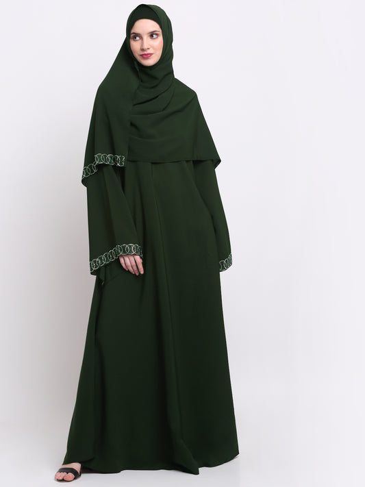 Klotthe Women Green Embellished Burqa With Scarves