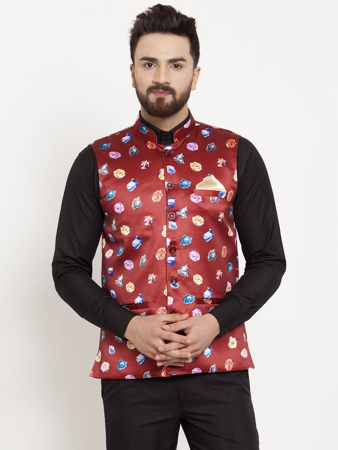 Red Cotton Linen Party Nehru Jackets