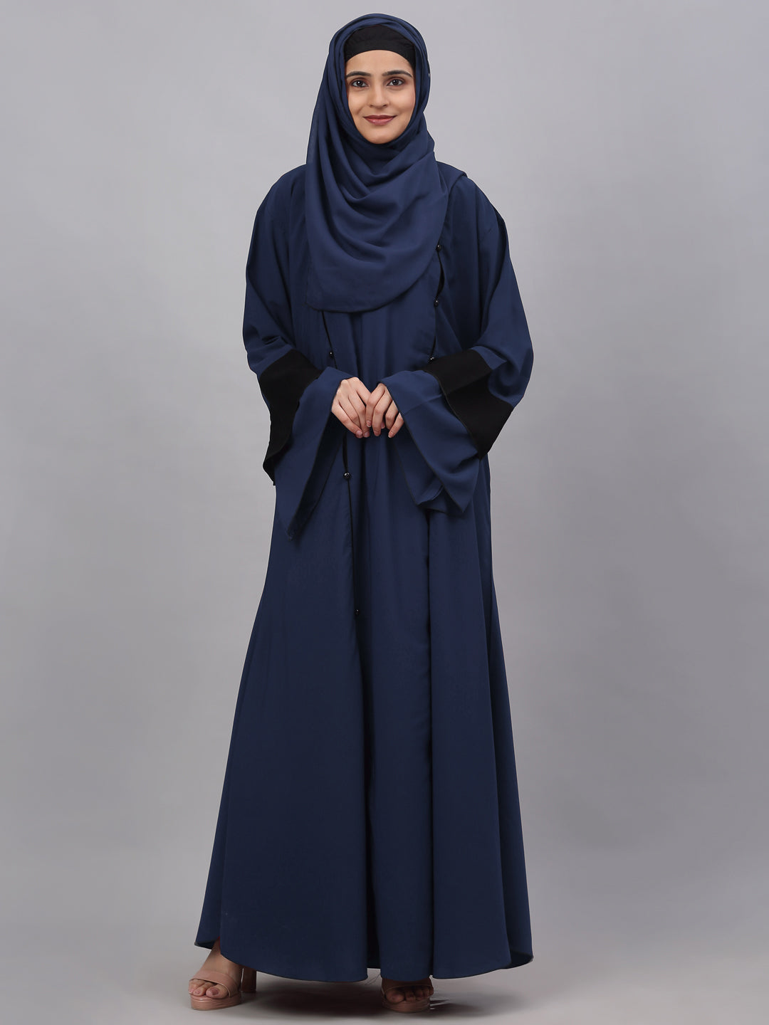 Klotthe Women Blue Embellished Burqa With Scarves