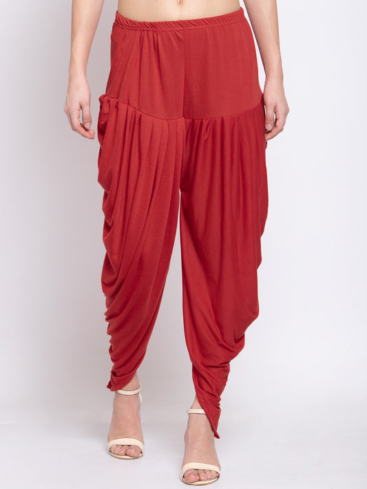 KLOTTHE Red Viscose Rayon Solid Dhoti Salwar