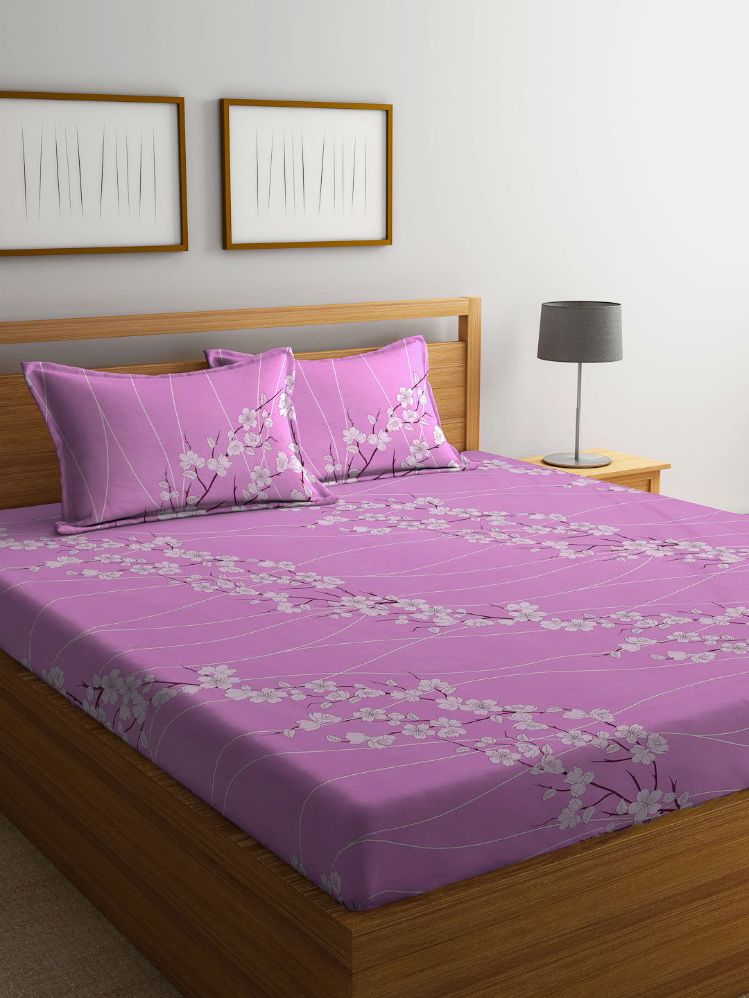 Klotthe Multicolor Floral 400 TC Pure Cotton Double Bedsheet with 2 Pillow Covers