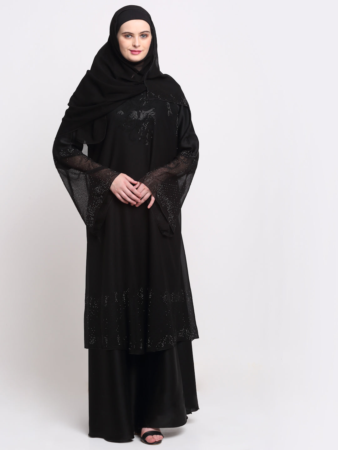 Klotthe Women Black Solid Burqa With Scarf