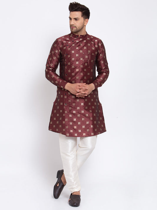 KLOTTHE Maroon Cotton Geometric Kurta