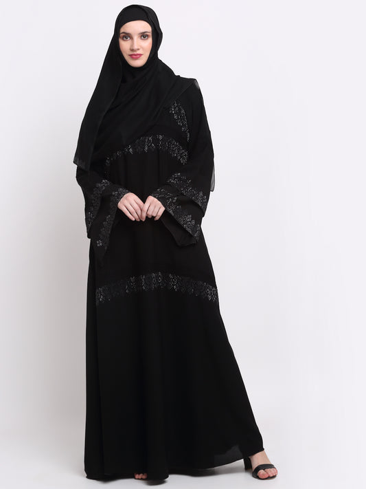 Klotthe Women Black Solid Burqa With Scarf