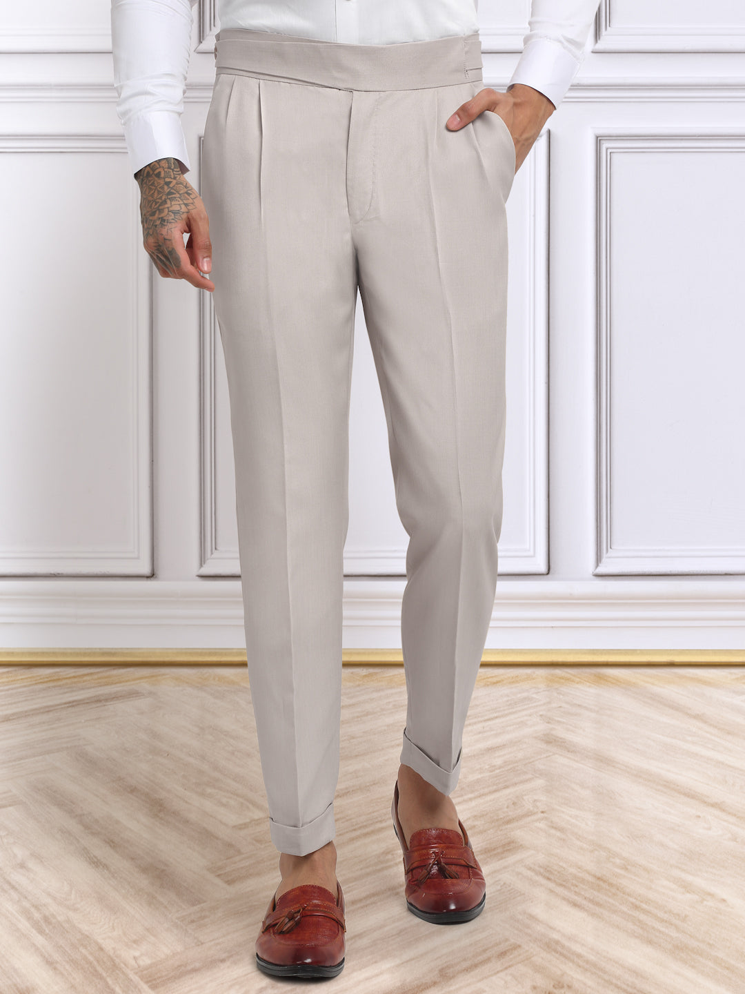 Italian Style Formal Gurkha Pant-Beige