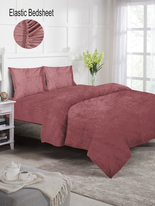 Klotthe Rust Solid Woolen Mild Winter Double King Bedding Set