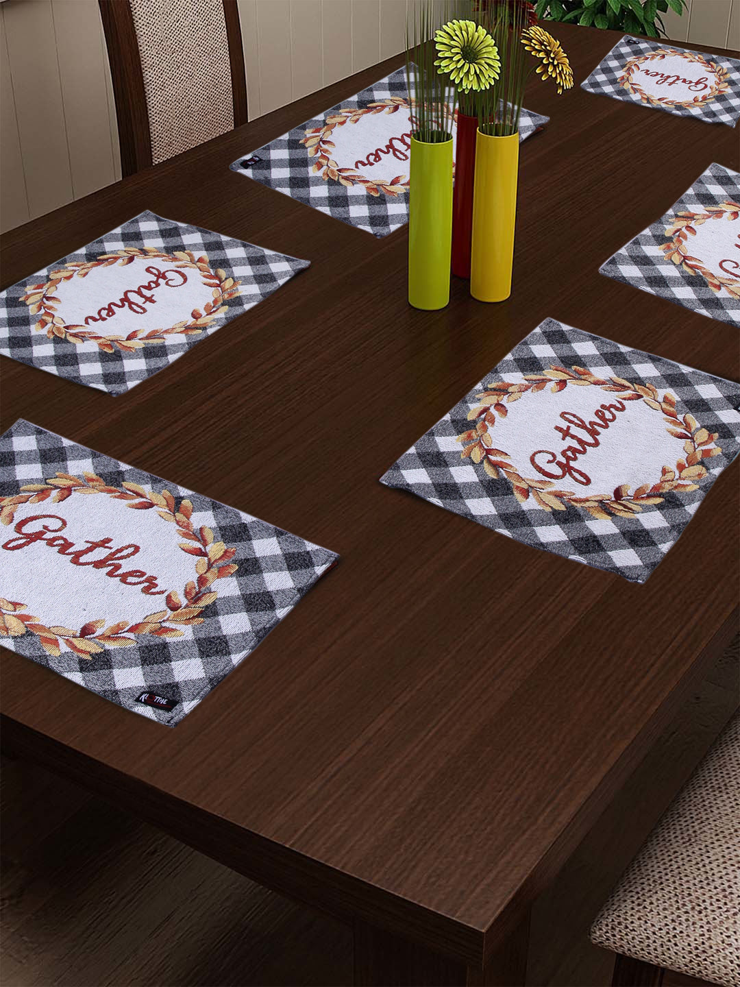 Klotthe Set of 6 Woven Multicolor Dining Table Mats