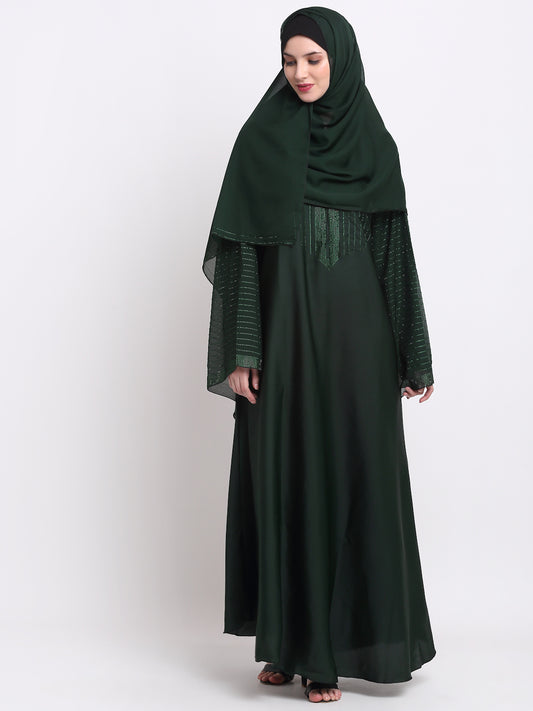 Klotthe Women Green Solid Burqa With Scarf