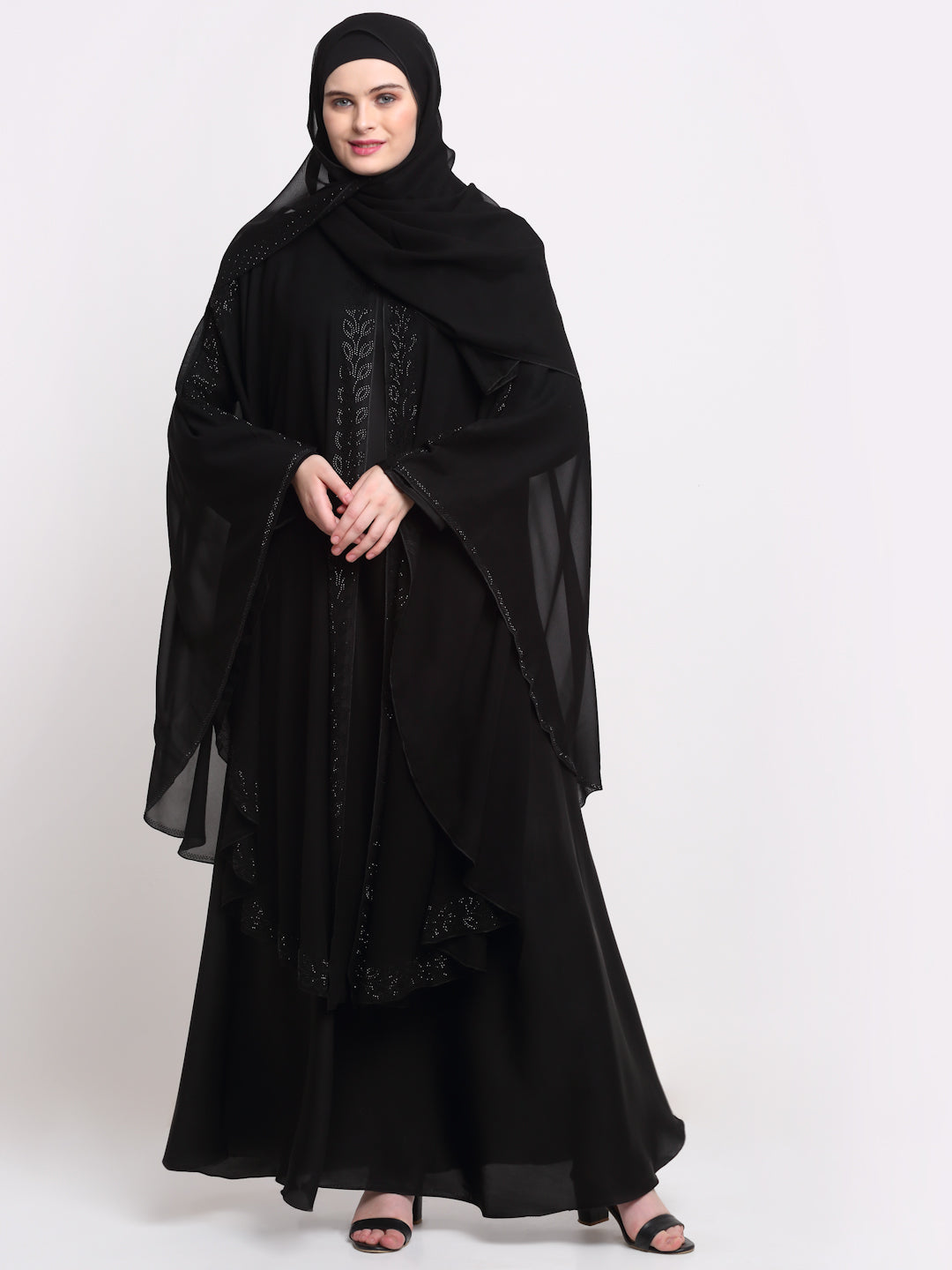 Klotthe Women Black Solid Burqa With Scarf