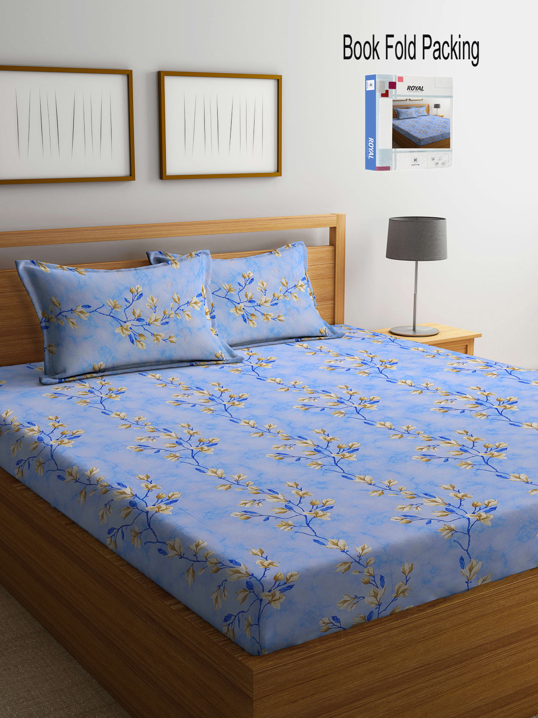 Klotthe Multicolor Floral 400 TC Pure Cotton Double Bedsheet Set in Book Fold Packing