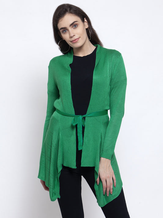 KLOTTHE Green Acrylic Self Design Shrug