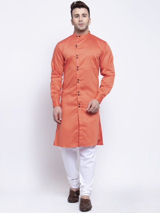 KLOTTHE Orange Cotton Solid Kurtas