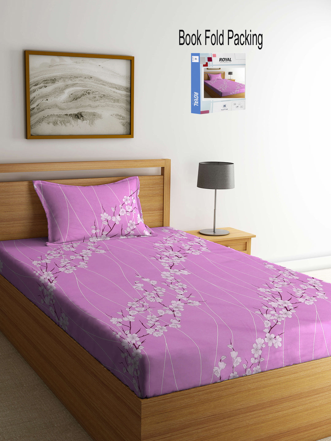 Klotthe Multicolor Floral 400 TC Pure Cotton Single Bedsheet Set in Book Fold Packing