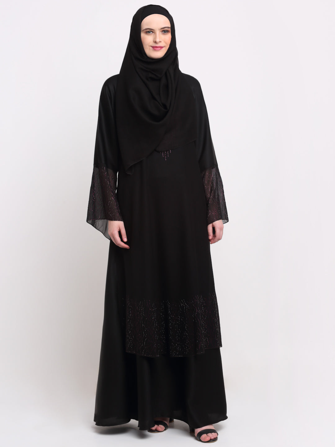 Klotthe Women Black Solid Burqa With Scarf