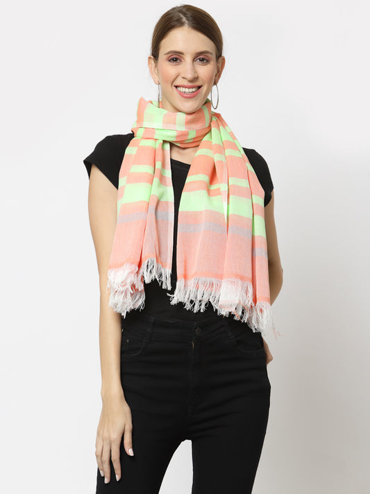 Klotthe Women MultiColor Striped Cotton Stole