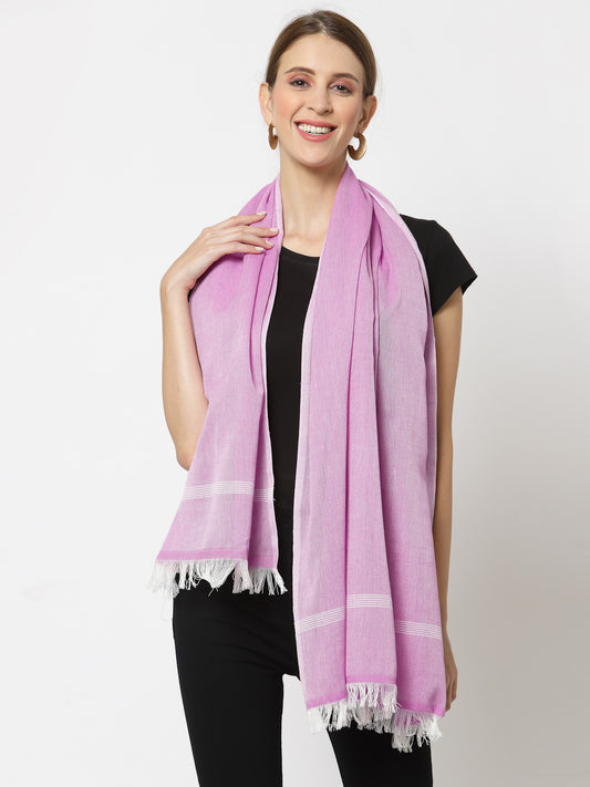 Klotthe Women Pink Solid Cotton Stole