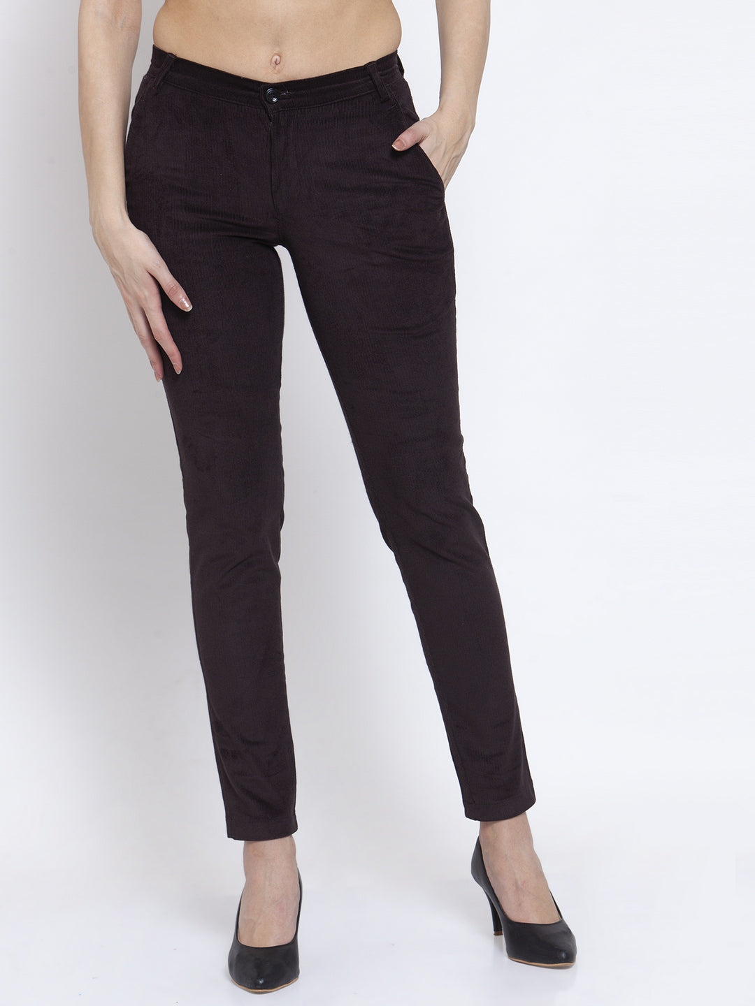 KLOTTHE Brown Cotrise Solid Trousers