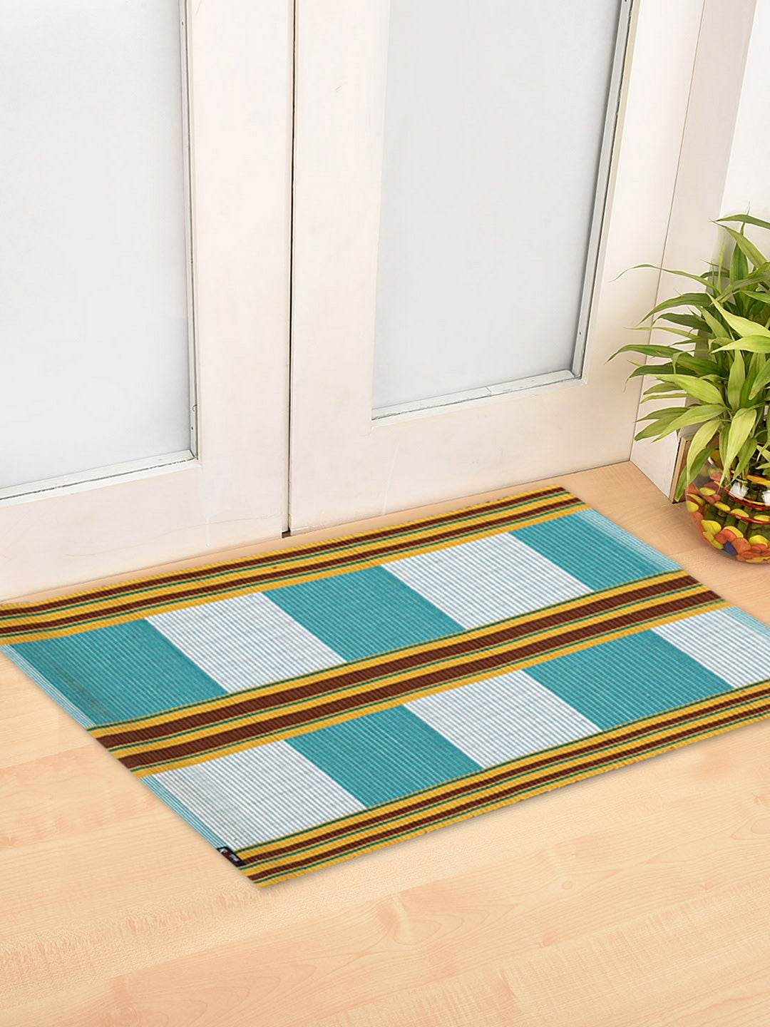 Klotthe Multicolor Striped Cotton Anti-Skid Rugs