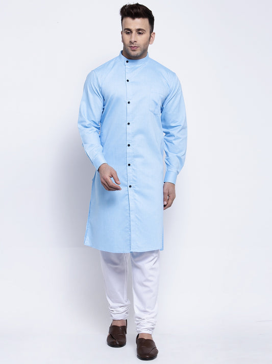 KLOTTHE SkyBlue Cotton Solid Kurtas