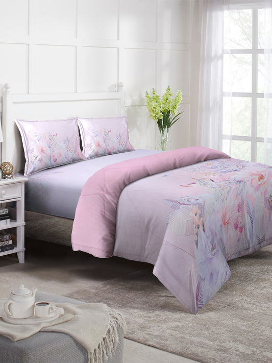 Klotthe Multicolor Floral Print Mild Winter Double King Bedding Set