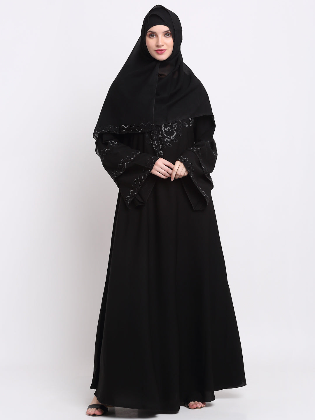 Klotthe Women Black Solid Burqa With Scarf