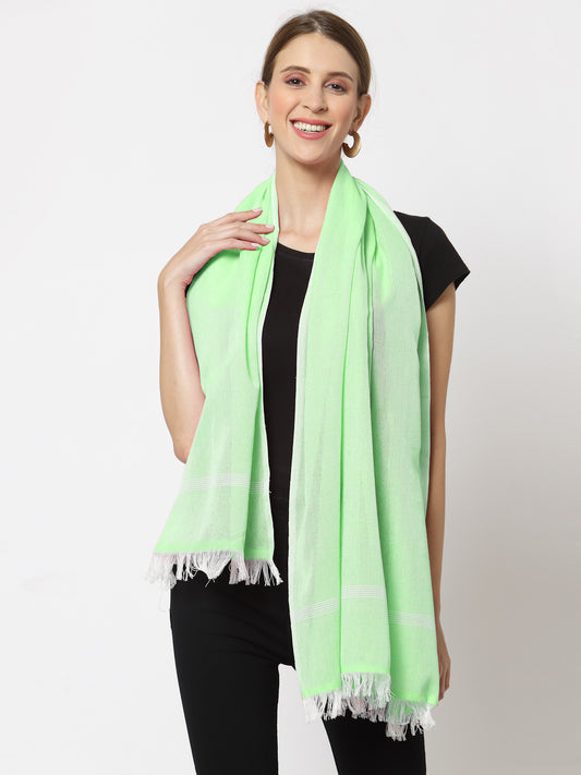 Klotthe Women Green Solid Cotton Stole