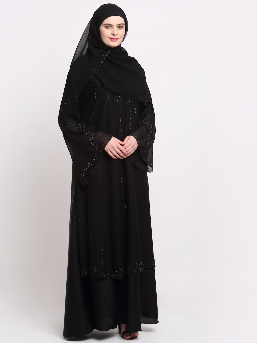 Klotthe Women Black Solid Burqa With Scarf