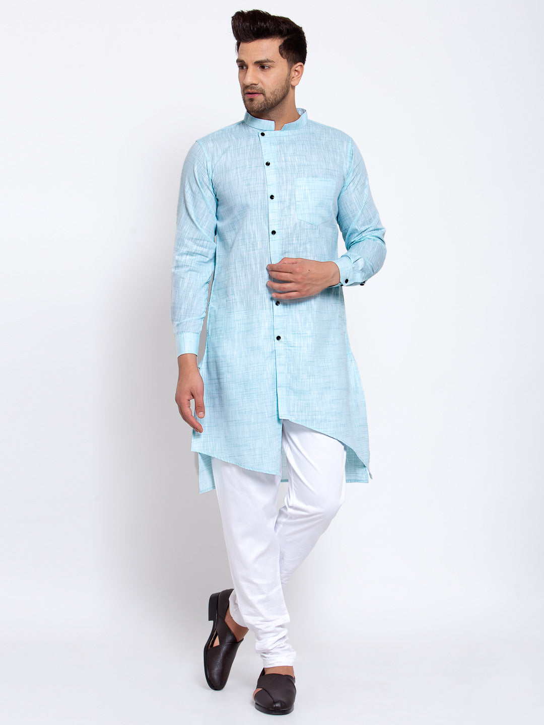 KLOTTHE SkyBlue Cotton Solid Kurta