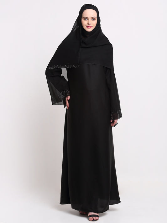 Klotthe Women Black Solid Burqa With Scarf