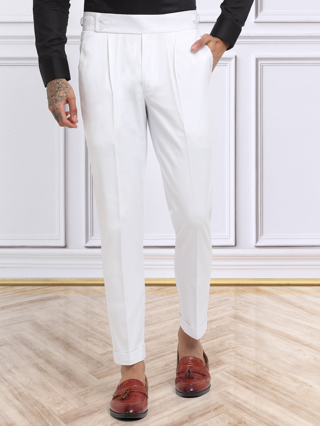 Italian Style Formal Gurkha Pant-White