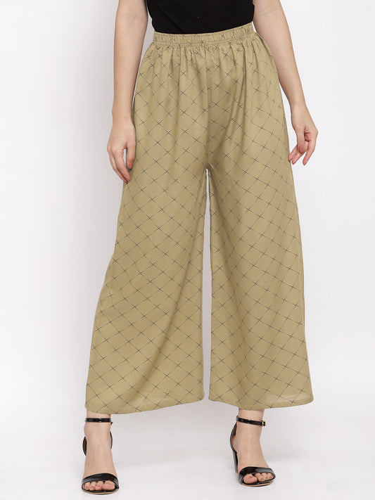 KLOTTHE Women Beige Wide Leg Palazzos