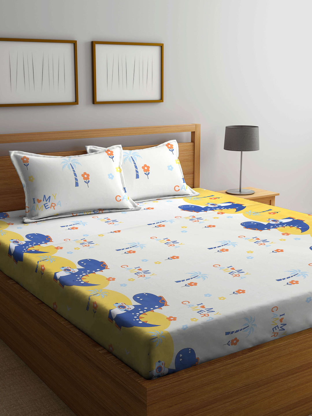 Kid's Special Cartoon Print Double Bedsheet with 2 Pillow Covers