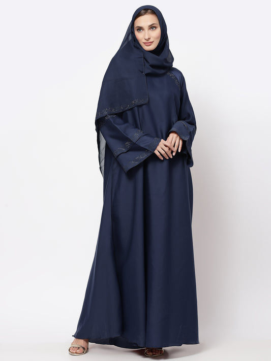 Klotthe Women Blue Embellished Burqa With Scarves