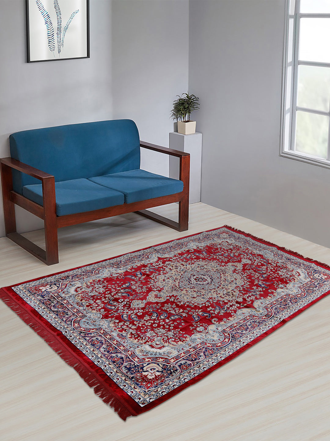 Klotthe Maroon "250X200 cm" Floral Carpet