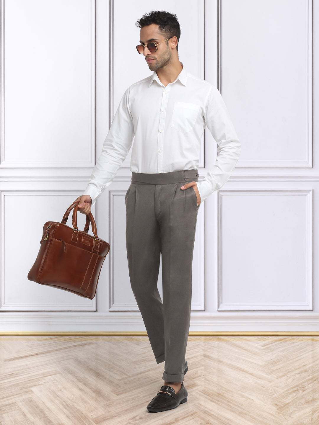 Italian Style Formal Gurkha Pant-Brown