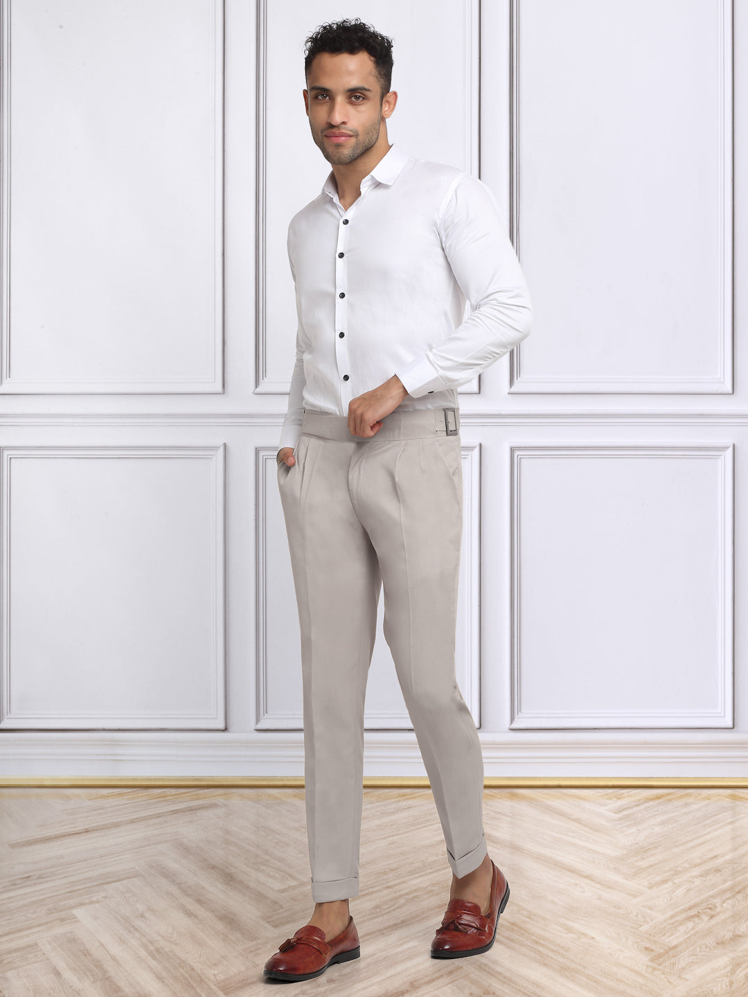 Italian Style Formal Gurkha Pant-Beige